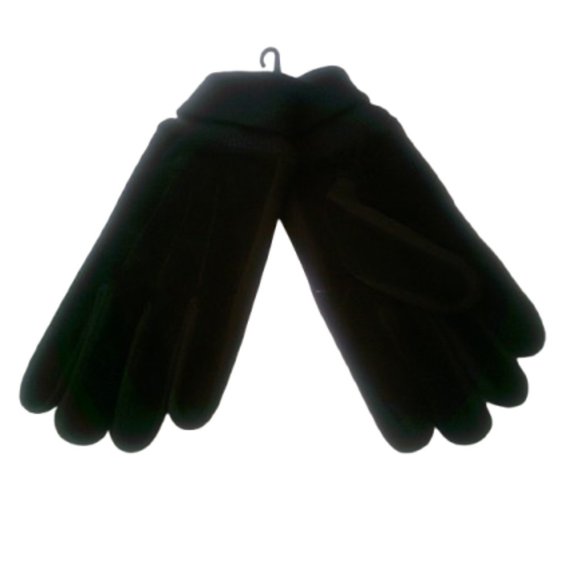 Leather Thinsulate Gloves, Black Leather Gloves with Acrylic Cuff Size M/L NWOT - Picture 1 of 7